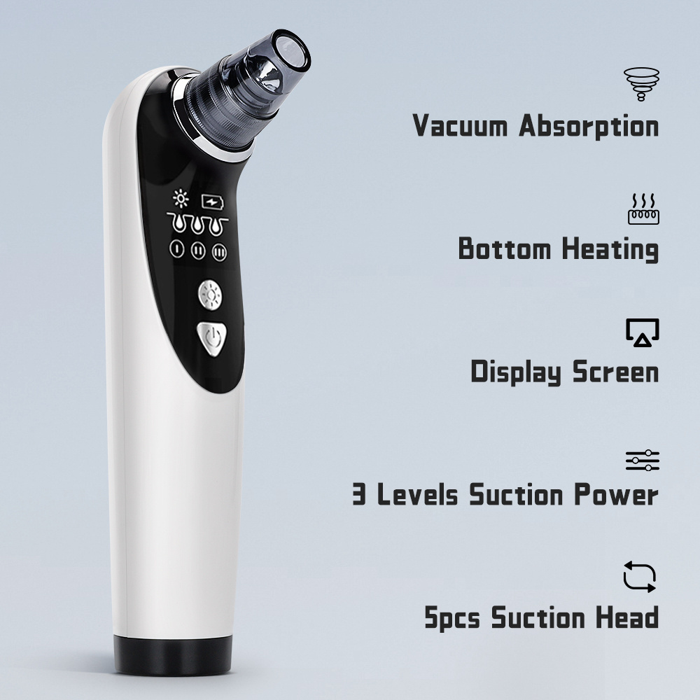 Blackhead Remover Pore Vacuum Absorption Bottom Heating Blackhead Removal Blackhead Cleansing Machine with Display Screen