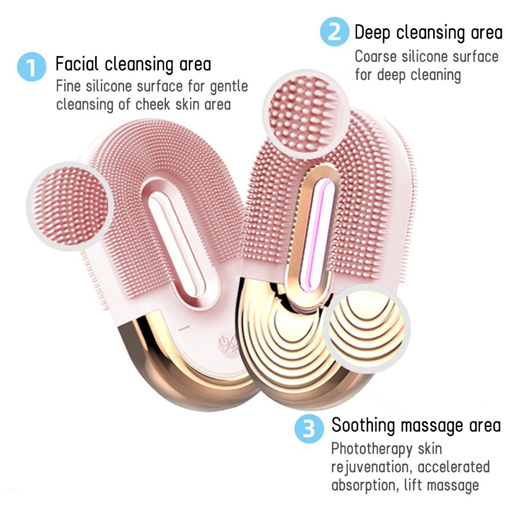 Skincare Exfoliate Deep Cleaning Brushes Electric Facial Cleansing Brush with Wireless Inductive Charging Base