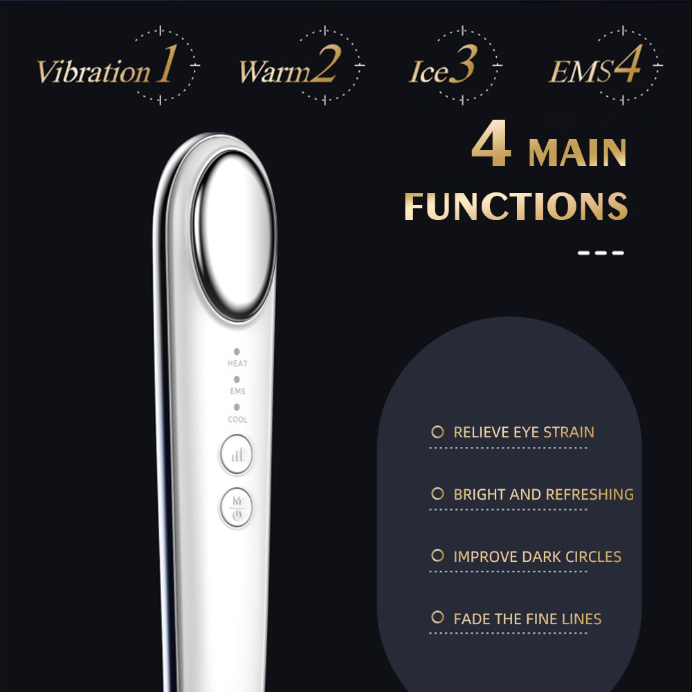 Free Logo Manufacturer OEM Order Rechargeable EMS Magic Eye Massager Wand Heating Cooling Eye Massager