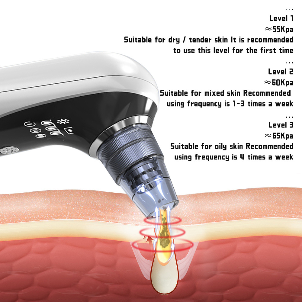 Blackhead Remover Pore Vacuum Absorption Bottom Heating Blackhead Removal Blackhead Cleansing Machine with Display Screen