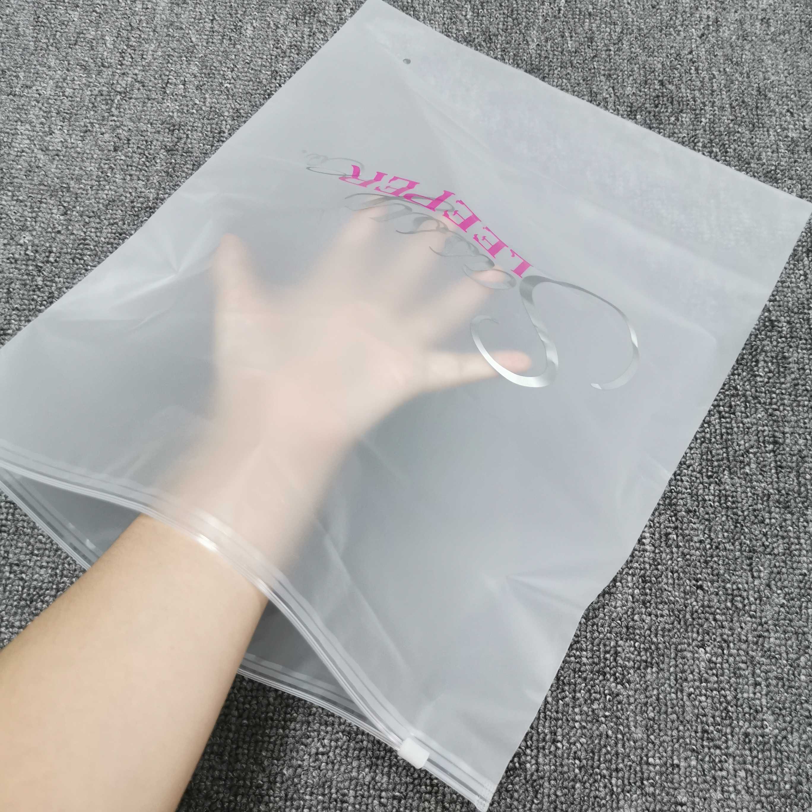 Wholesale matte frosted EVA zipper plastic bag t shirt garment plastic poly bag for clothes