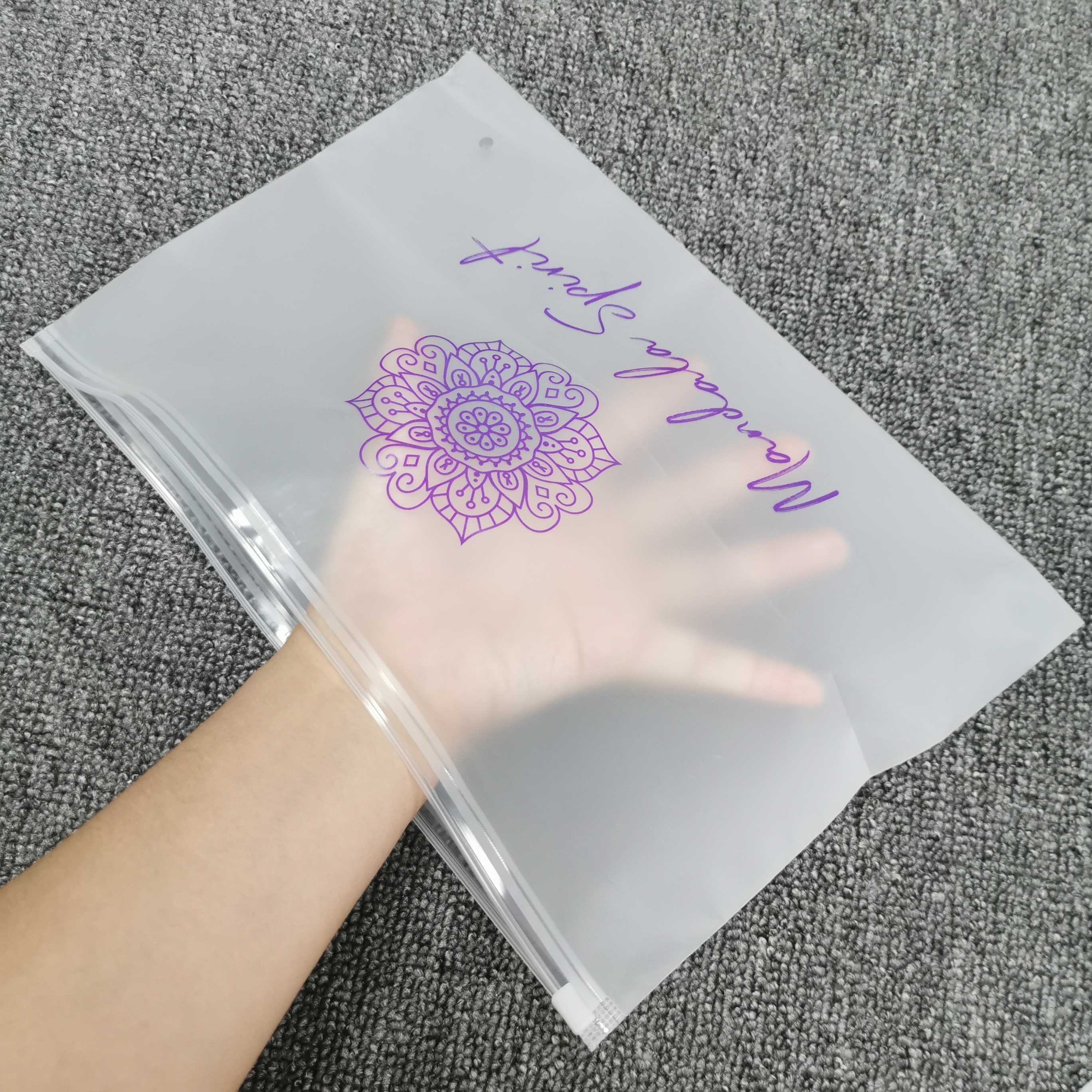 Wholesale matte frosted EVA zipper plastic bag t shirt garment plastic poly bag for clothes