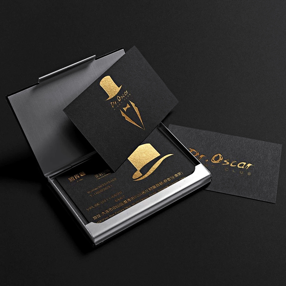 Hot sale Luxury customized logo shiny gold foil stamping paper business card