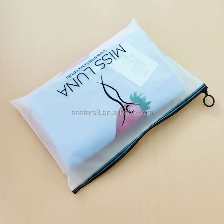 Custom Logo Zipper lock Clear Frosted Plastic Bags For clothing  Packaging Zipper Bag