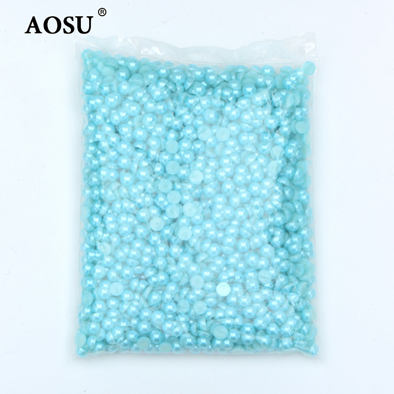 AOSU Wholesale 2 4 6 8 10 12 14mm Light Purple AB Imitation Pearl Beads Flatback Crystal Stones Half Round Pearl For Jewelry