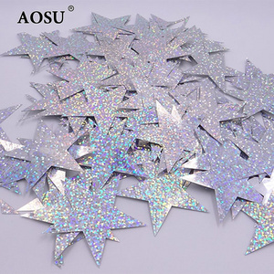 AOSU 60mm Star Paillettes PVC Star Loose Laser Sil ver Large Sequins For Garment Accessories