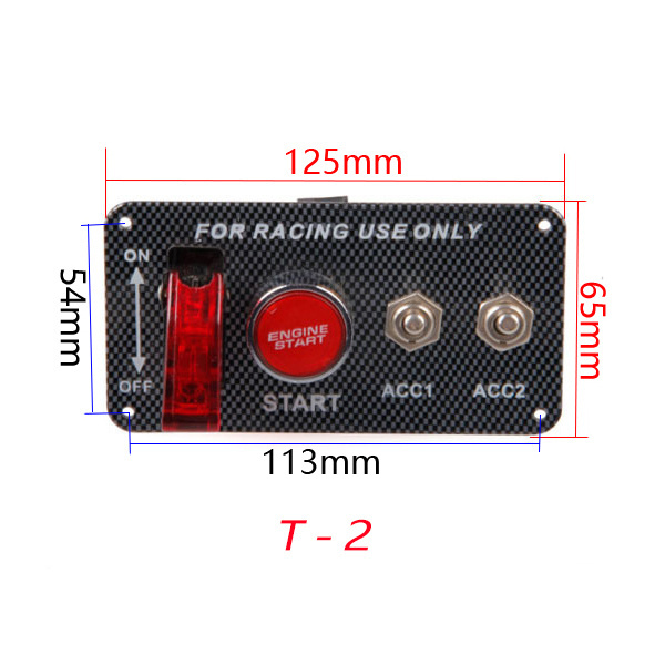 AOSU T2 Racing Car 12V Carbon Fiber Style LED Ignition Switch Panel For Engine Start Push Button