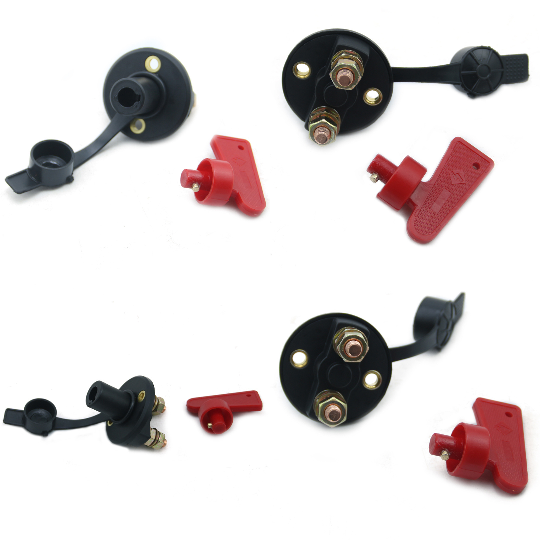 AUSO 12V Red Car Modified Isolator Disconnector Vehicle Power Switch Key Cut Off Battery Main Kill Switch For Auto Truck Boat