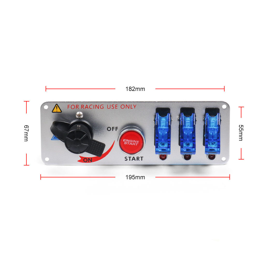 AUSO 12V Auto LED Racing Car Ignition Engine Start On/Off Push Switch Panel 5 In 1 Toggle Switches  Safe Durable WG-126