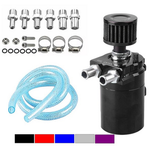 Universal Applicable Aluminum Oil Catch Can Reservoir Fuel Tank With Filter 9mm / 15mm Fittings Car Accessories YH008