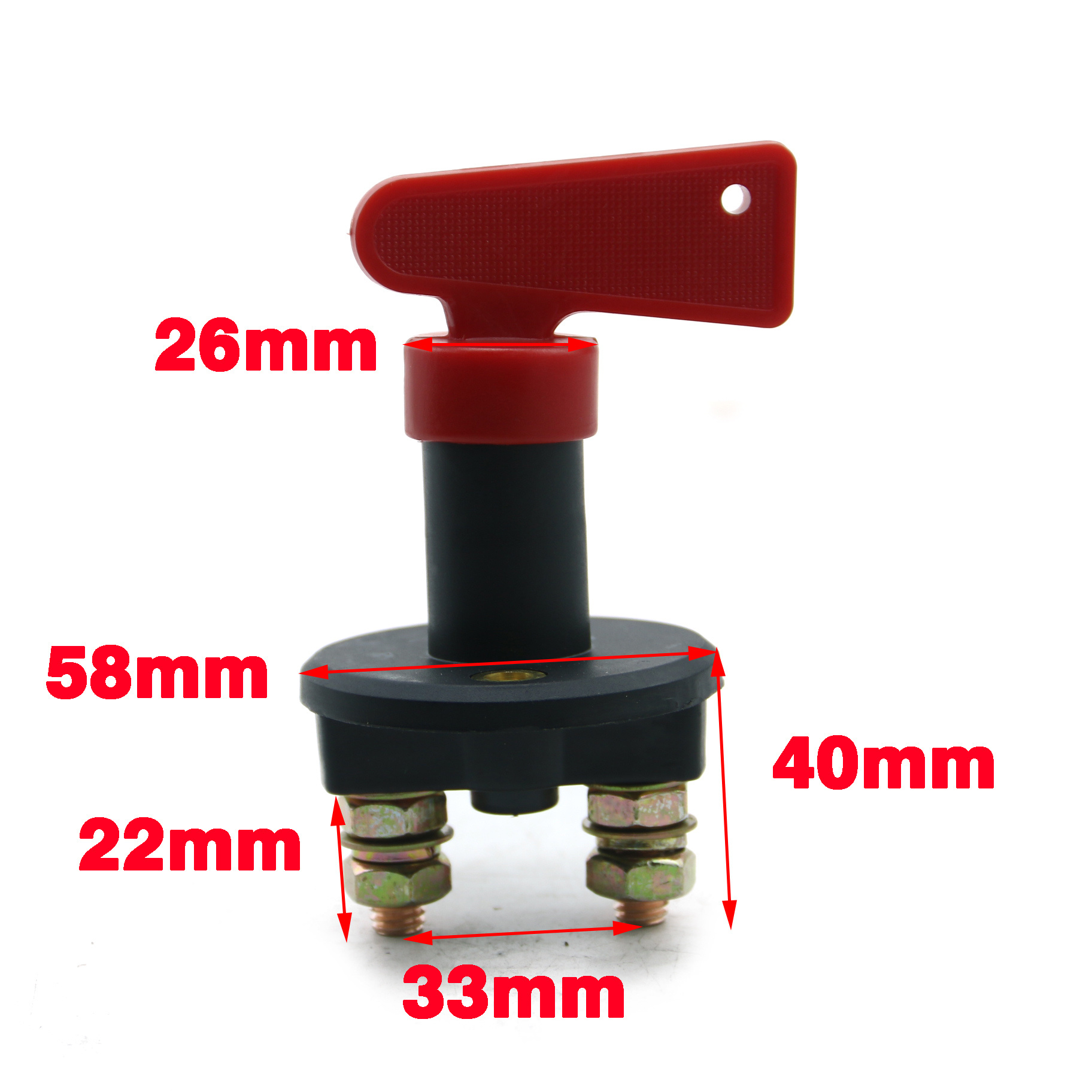 AUSO 12V Red Car Modified Isolator Disconnector Vehicle Power Switch Key Cut Off Battery Main Kill Switch For Auto Truck Boat