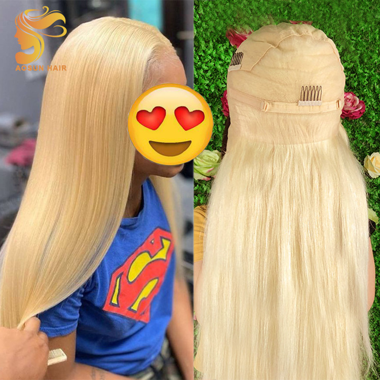 Wholesale Price Honey Blonde Lace Wig Human Hair, Golden Blonde 613 Virgin Hair Wig, Long Blonde Human Hair Wig For White Women