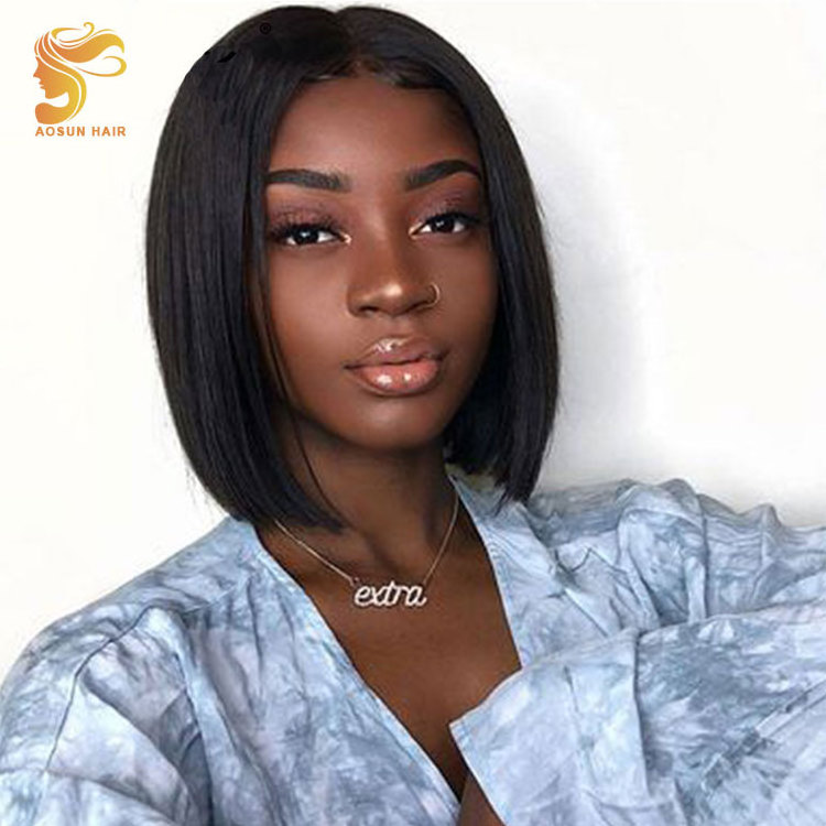 Aosun Wholesale With Baby Hair Virgin Short Bob Wigs For White Women, Brazilian Braided Lace Front Wig Short Human Hair