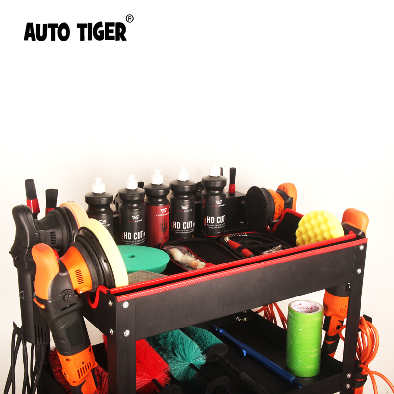 AUTO TIGER Three layers of movement Premium Rolling Detailing Cart Detailing Trolley For Car Polishing Cleaning Washing Car Care