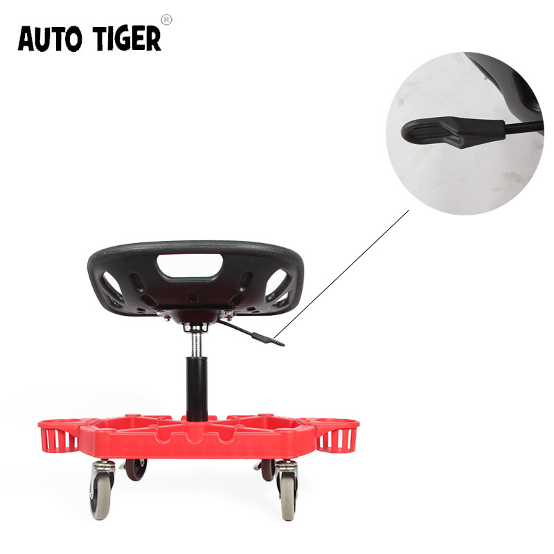 AUTO TIGER Red  Creeper Chair Garage Stool Working Seat With Rolling Wheel For Detailing