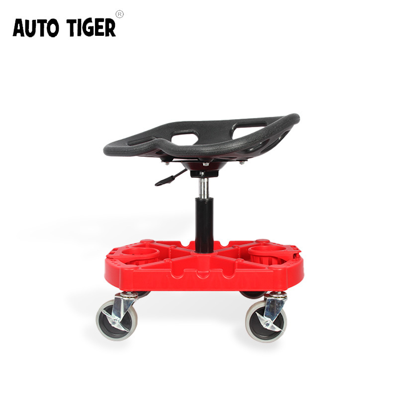 AUTO TIGER Red  Creeper Chair Garage Stool Working Seat With Rolling Wheel For Detailing