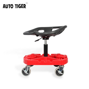 AUTO TIGER Red  Creeper Chair Garage Stool Working Seat With Rolling Wheel For Detailing