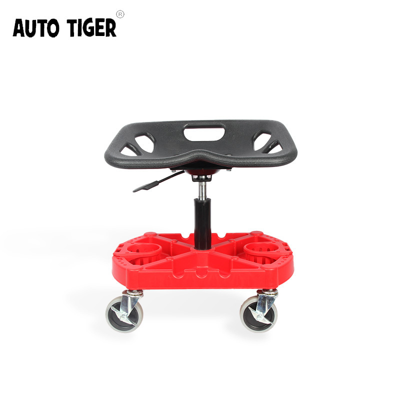 AUTO TIGER Red  Creeper Chair Garage Stool Working Seat With Rolling Wheel For Detailing