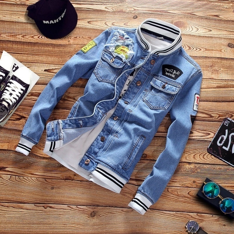 Casual Slim Mens Denim Jacket Plus High Quality Cowboy Men's Spring Jean Jacket