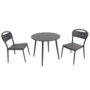 Modern Design Outdoor Hotel Furniture Aluminum Black Backrest Round Table Chair Set