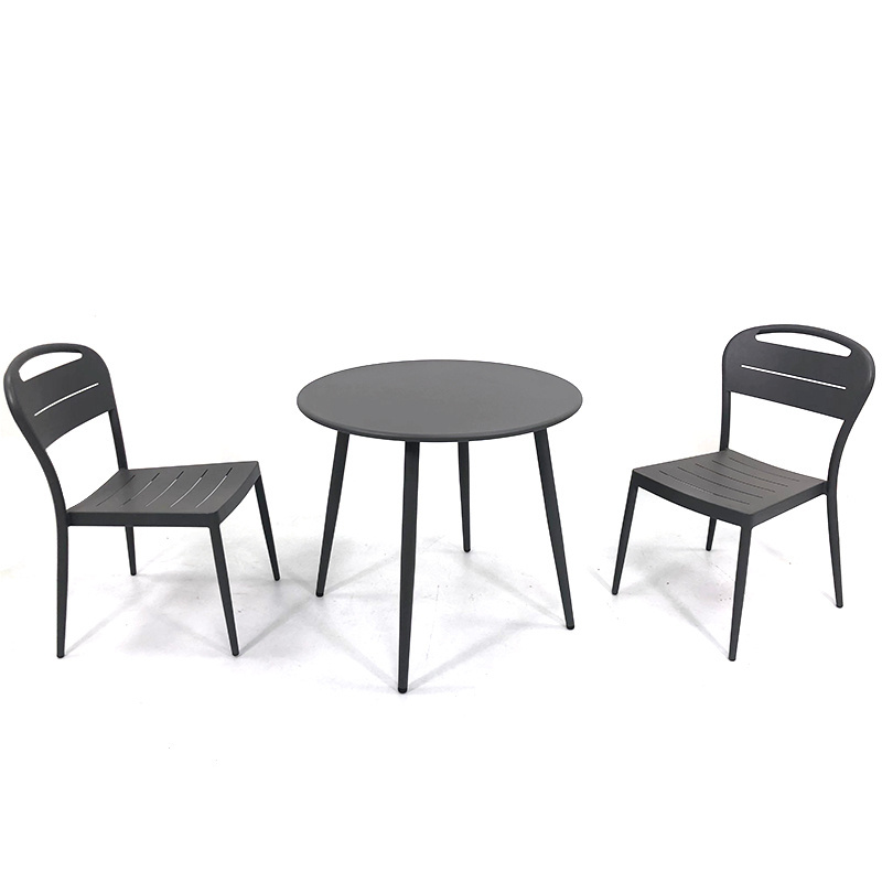 Modern Design Outdoor Hotel Furniture Aluminum Black Backrest Round Table Chair Set