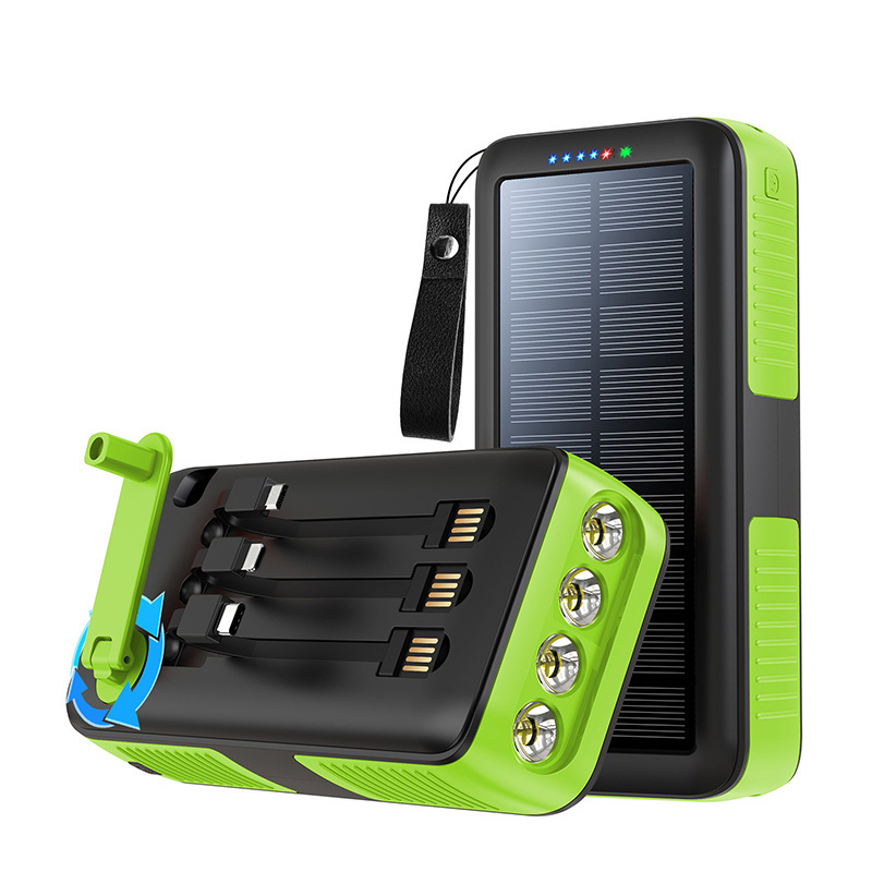 Hand Crank Power Generation 10000Mah 61200Mah Solar Power Bank With Data Line Mobile Power Supply With Led Lights /