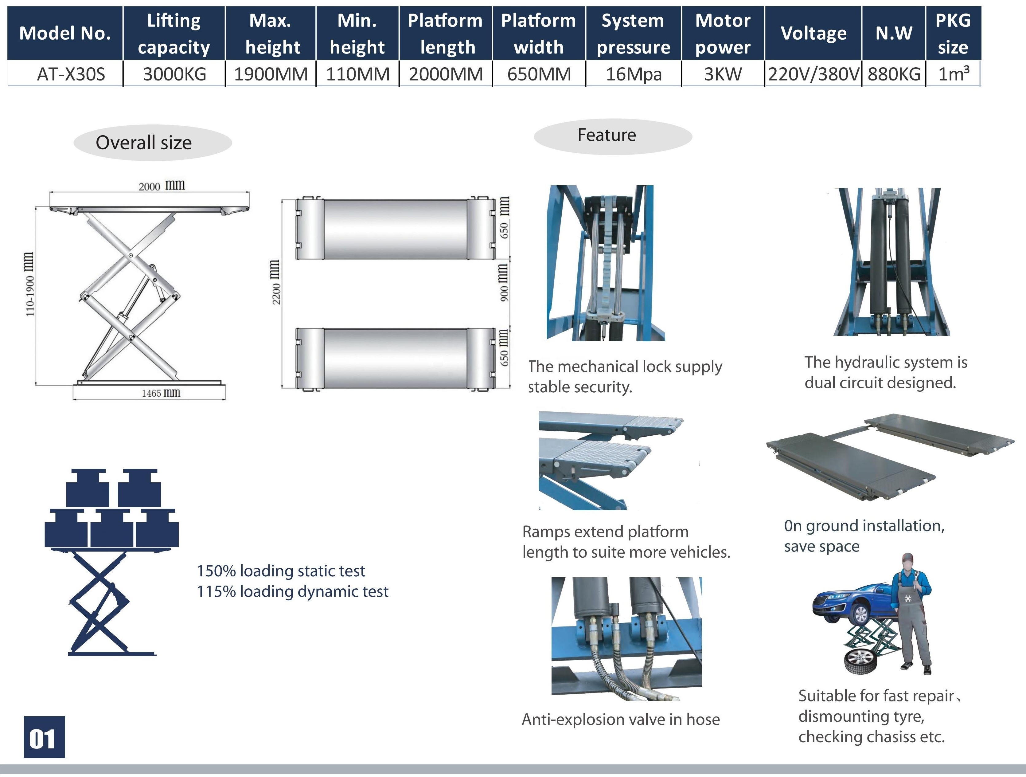 Mid-raise scissor car lift/ Scissor design car lifter/3.0T hydraulic scissor car lift lift car machine