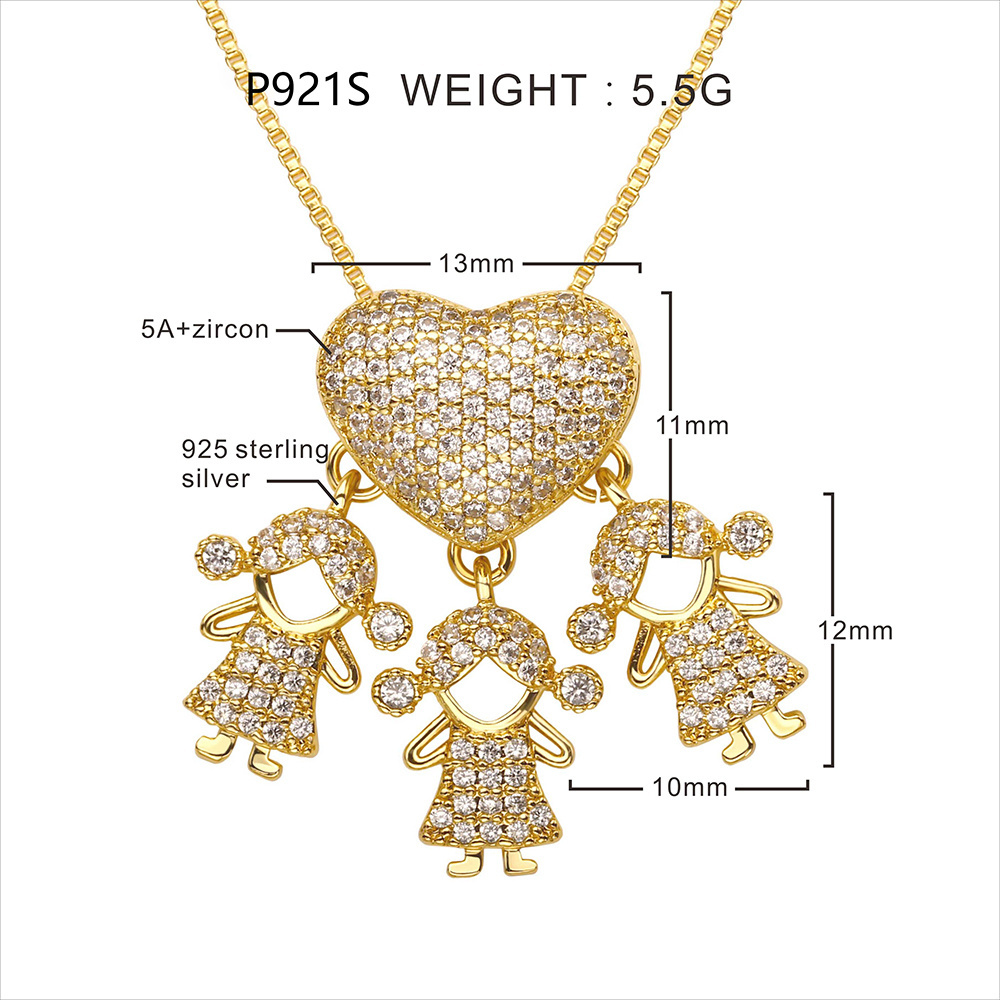 Kids Jewelry Necklaces 18K Gold Plated Cubic Zirconia Boys and Girls Charm Heart Necklace for Children