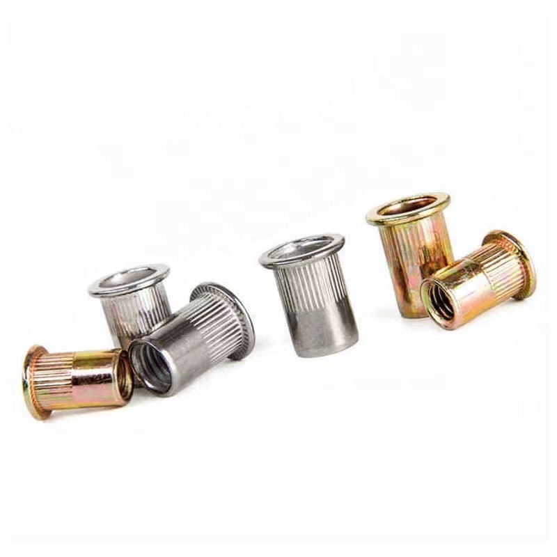 Hot selling Big round flat head knurled body rivet nut with color zinc plated