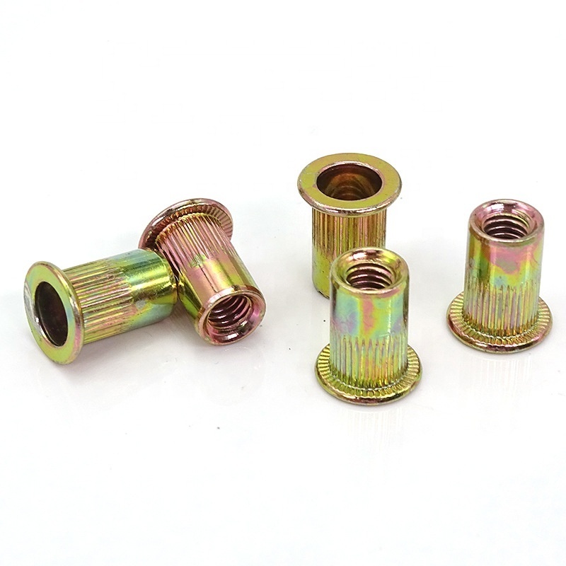 Hot selling Big round flat head knurled body rivet nut with color zinc plated