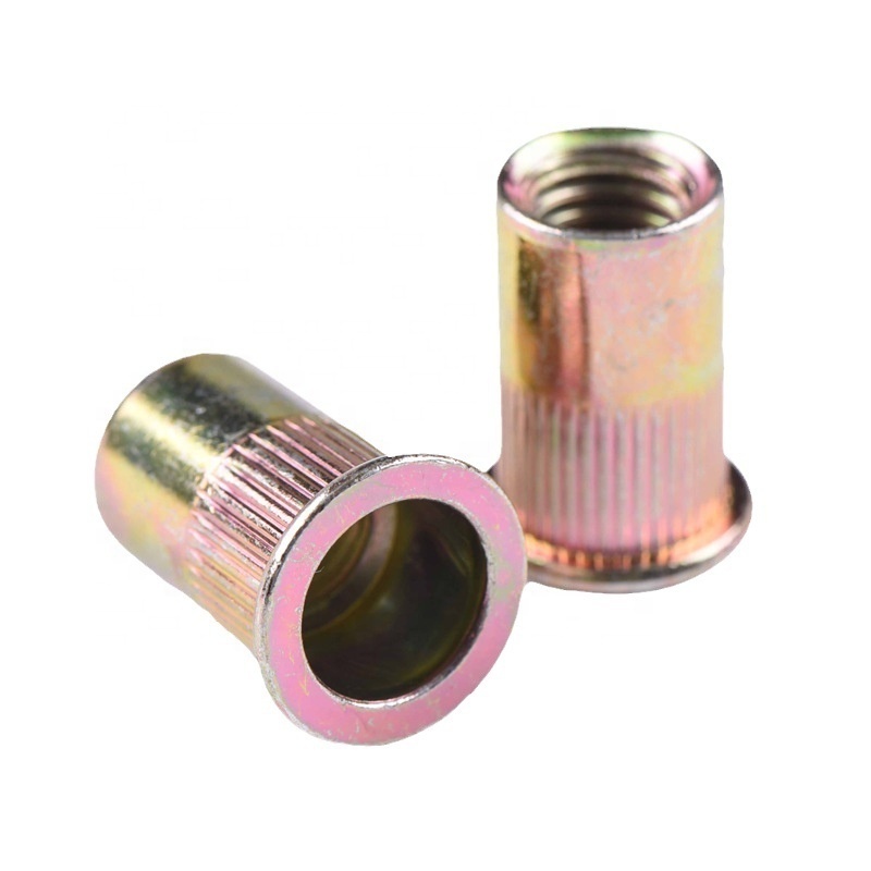 Hot selling Big round flat head knurled body rivet nut with color zinc plated