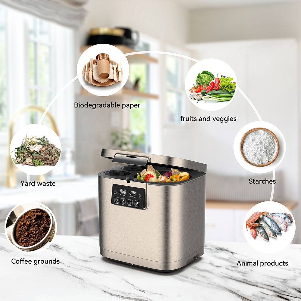 household stainless steel kitchen food garbage disposal electric waste food recycling machine composting for home