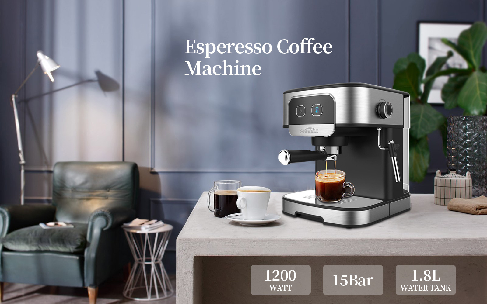 Espresso Coffee Maker Italian Coffee Machine 15 bar Machine Cappuccino Automatic Expresso Maker with Milk