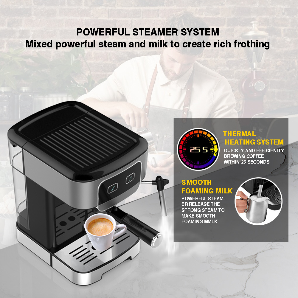 Best seller 1.8L removable water tank maker coffee machine multifunctional 15-bar Pump home single group espresso machine