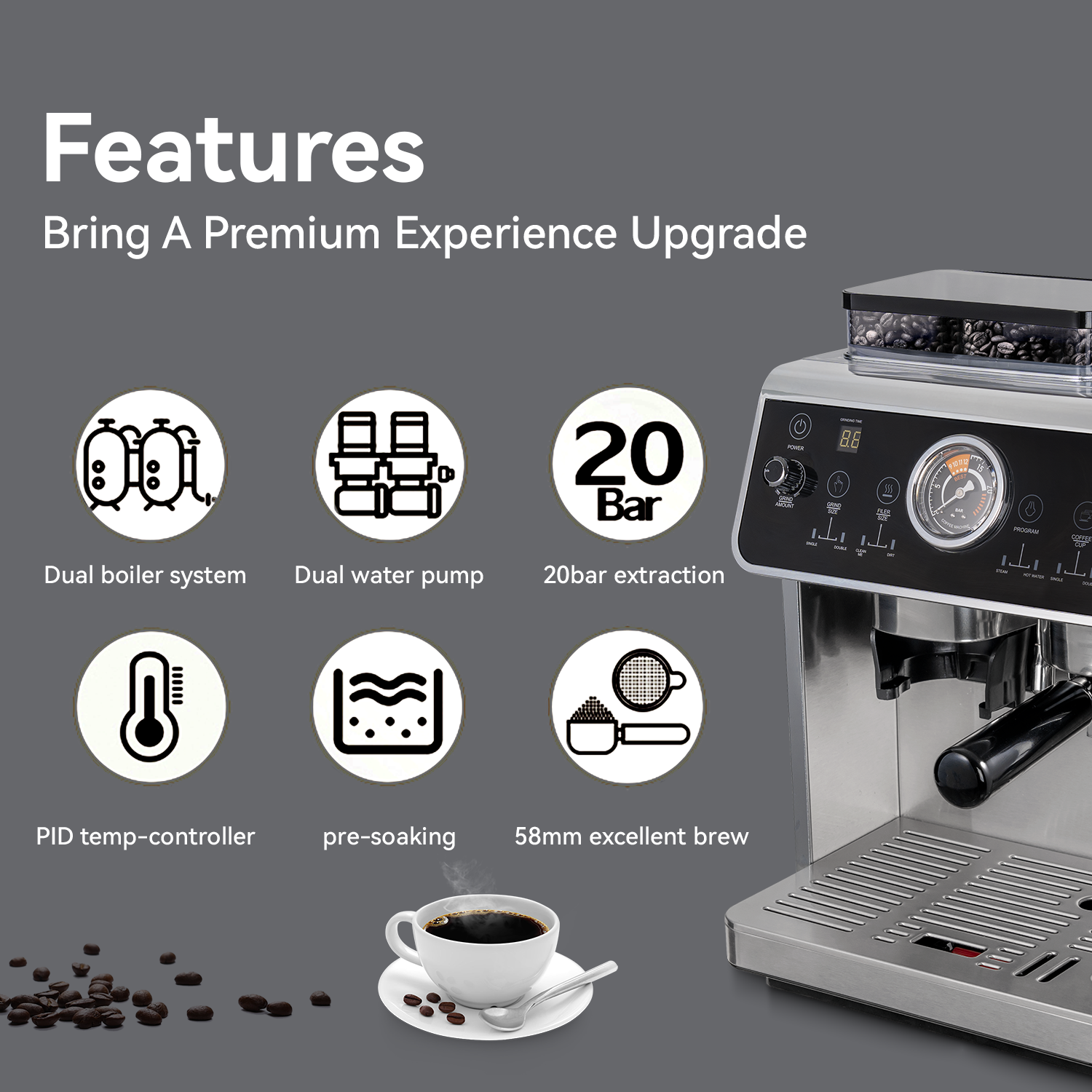 Wholesale stainless steel home coffe espresso machine professional 220v espresso italian coffee maker