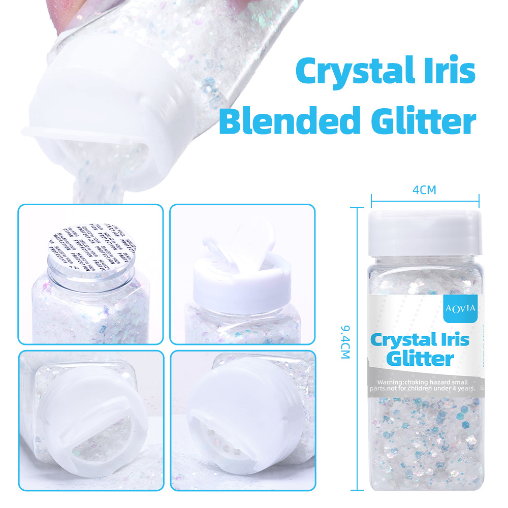 Iris White Chunky Glitter,72G/2.5OZ Craft Glitter for Resin for DIY craft