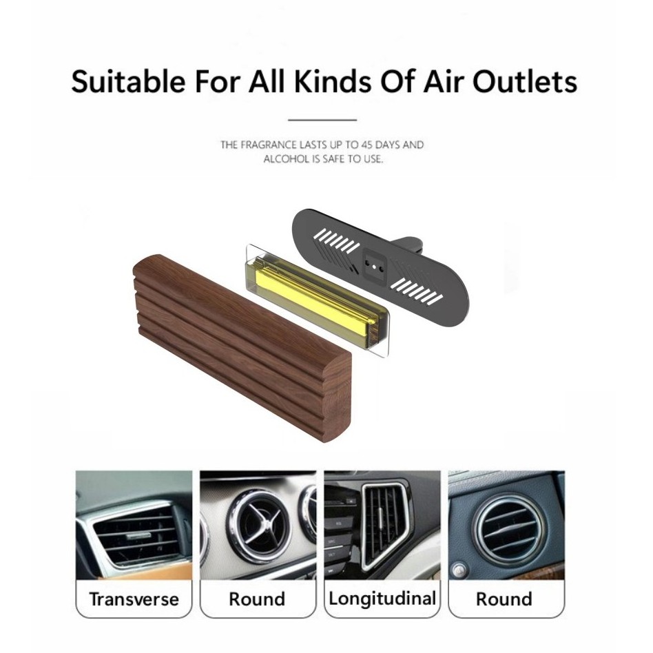 Luxury Car Perfume Fragrance Liquid Membrane Didffuser Scented Wooden Car Air Vent Freshener With Clip