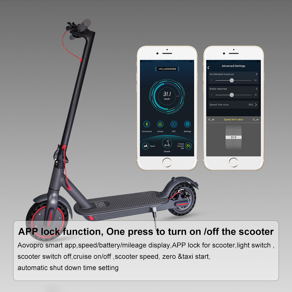 Aovopro Smart App Patinete Electrico EU DE UK US Warehouse 10.5ah Bettery Waterproof 2 Wheel Adult Fold E Scooter