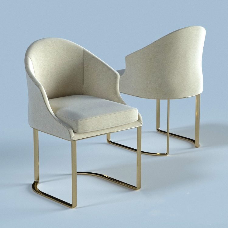 Luxury design modern Italy high back dining chairs with golden stainless steel legs metal frame dining chairs