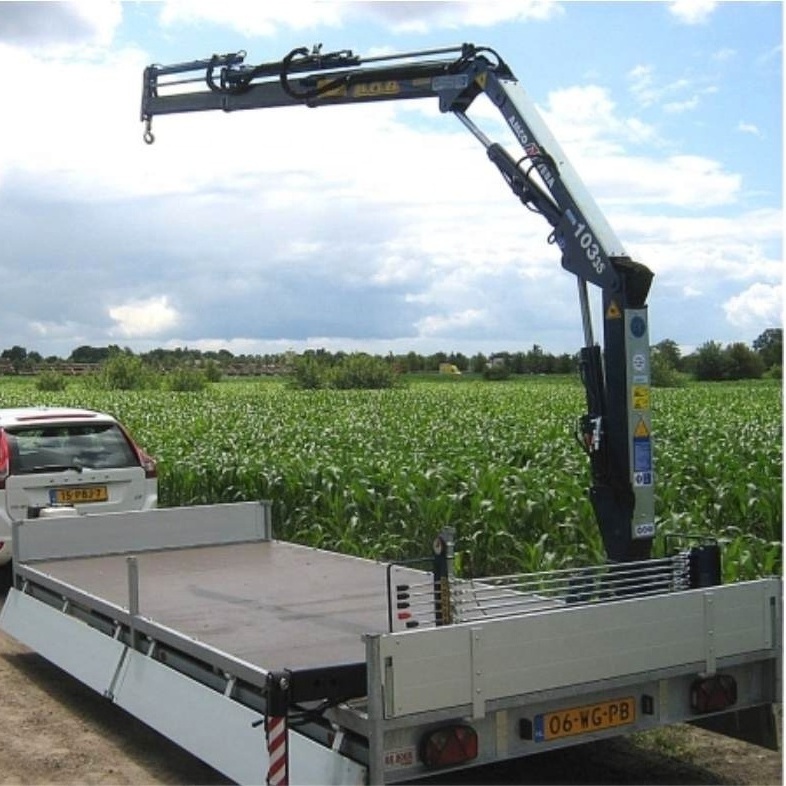 self propelled long arm boom crane loader lift lifting loading platform for truck trailer