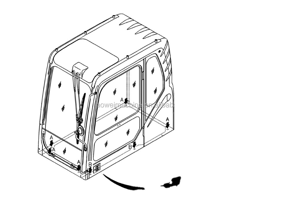 SH200 excavator cab with glass lock door for SH200A3 SH200-2 SH200-3 SH200-1 drive cabine