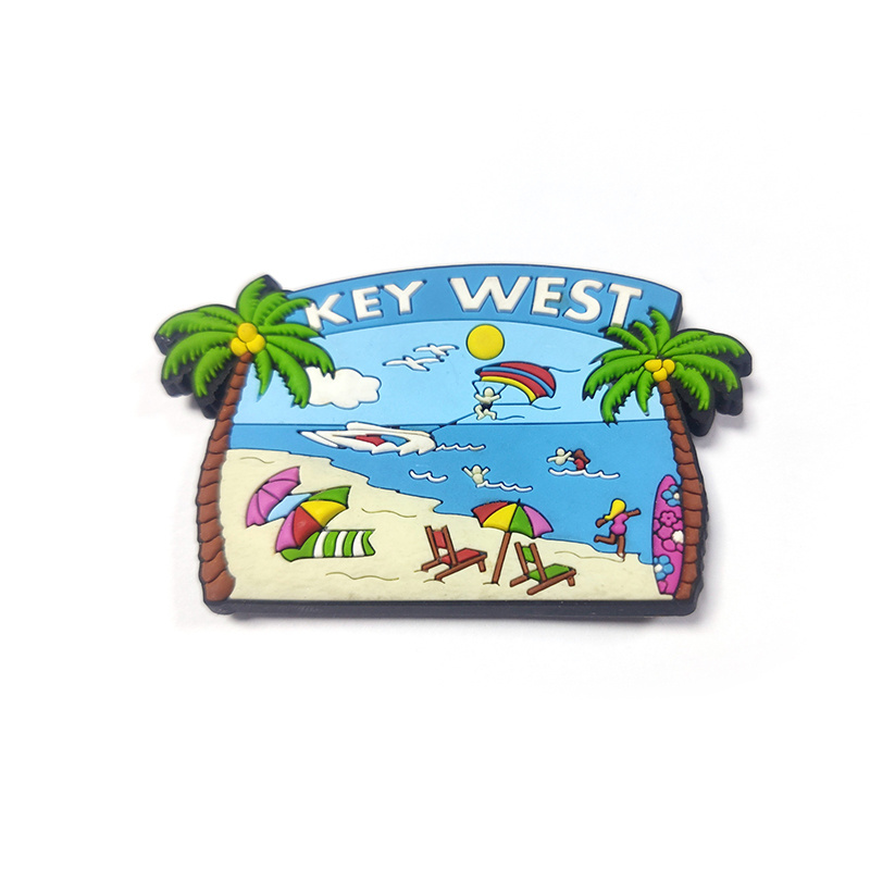 Worldwide tourist gift PVC Refrigerator Magnets US Key West beach tourism souvenir soft PVC fridge magnet