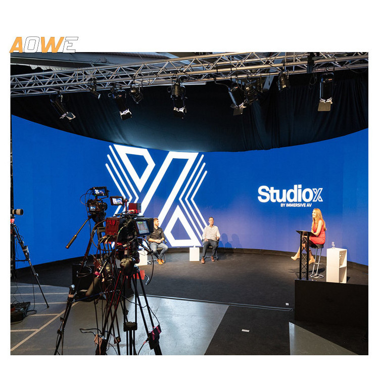 Virtual production led wall film studio filming curved led screen dj nightclub pantalla led curved slim led panel