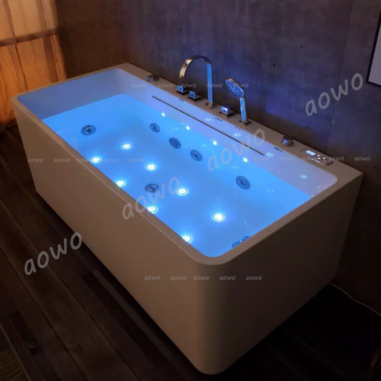 Rectangle Whirlpool Massage white Acrylic Bathtubs waterfall Soaking jacuzzier outdoor spa  Hot Tub with Faucet and Ice Bath