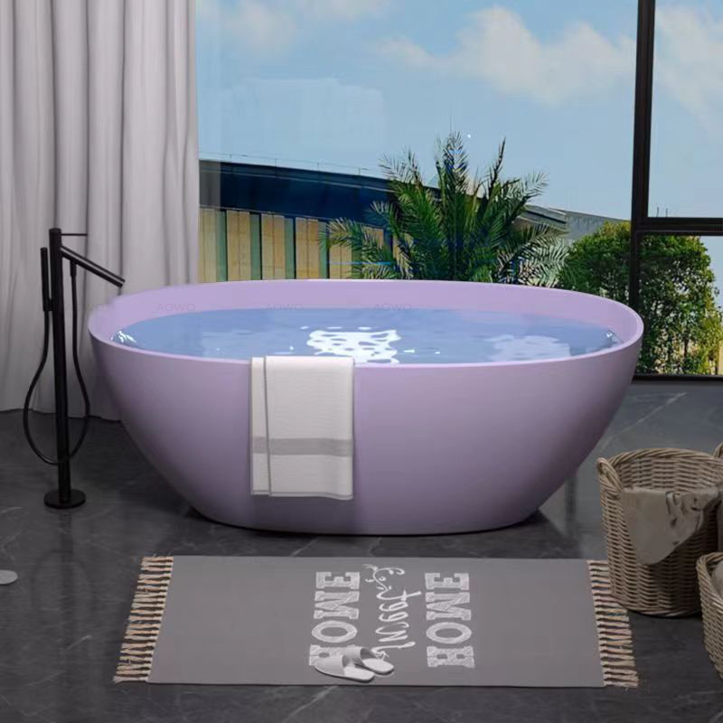 Artificial Stone Deep Soaking vichy freestanding Tub Custom color bath wasmo siil gus warmth white bathtubs round metal tub