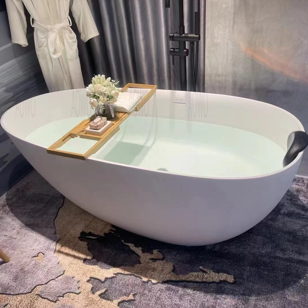 Artificial Stone Deep Soaking vichy freestanding Tub Custom color bath wasmo siil gus warmth white bathtubs round metal tub