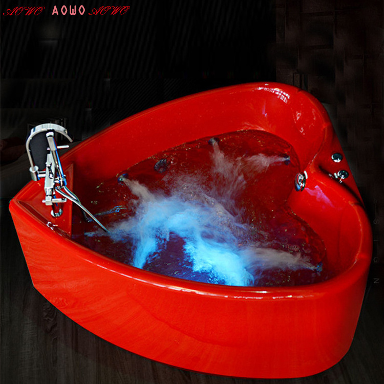 Modern design red heart shaped freestanding yacuzzi  bathtub spa hot tub for double cheap bathtub price