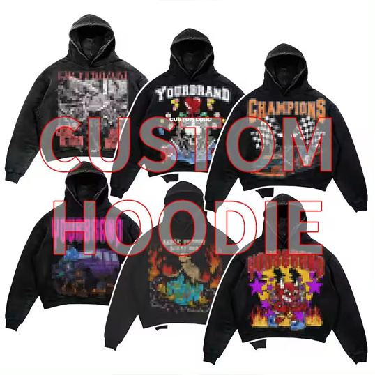 High Quality No String Heavy Cotton 400 Gsm Hoodies Custom Fleece Vintage Washed Pullover Embroidery Boxy Fit Hoody For Men