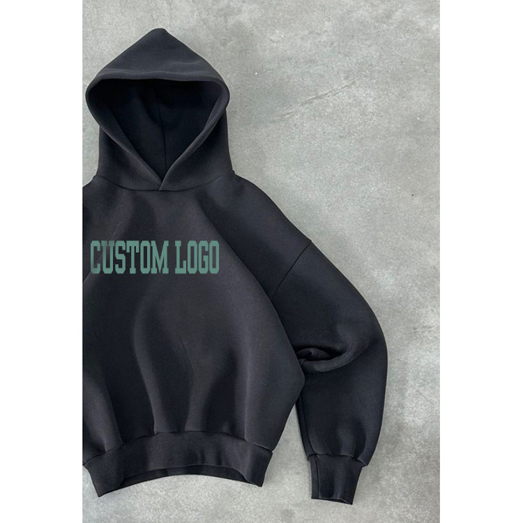 Colorful 100% Cotton Hoodie Custom Logo Drop Shoulder Plain Thick Heavyweight Oversized Pullover Blank Hoodies Men's Sweatshirts