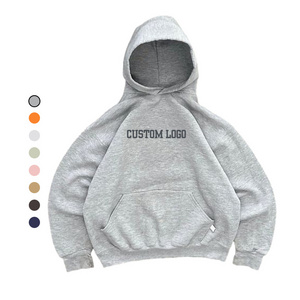 Colorful 100% Cotton Hoodie Custom Logo Drop Shoulder Plain Thick Heavyweight Oversized Pullover Blank Hoodies Men's Sweatshirts